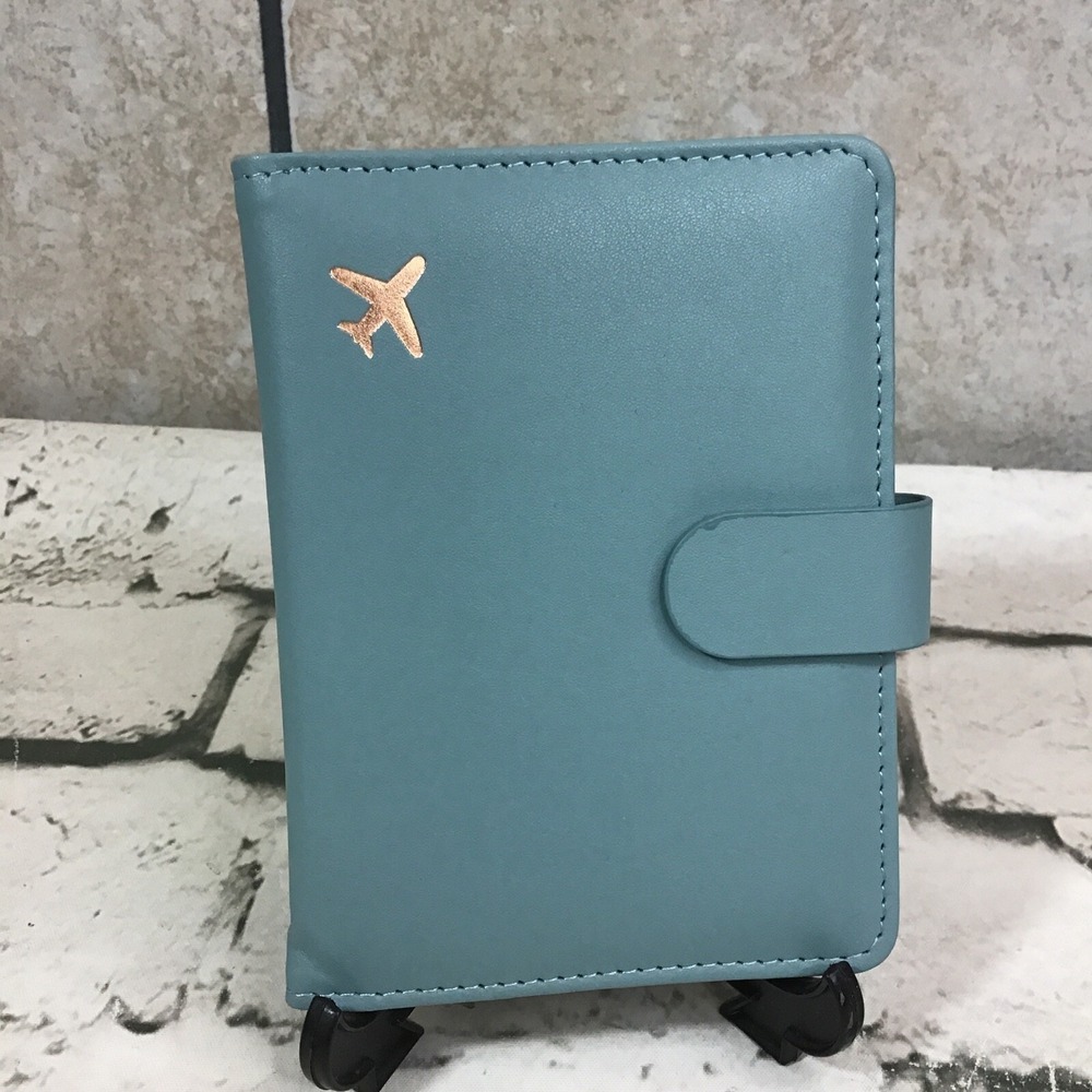 Melsbrinna Passport Case Card Slots Travel ID Document Holder Light Blue Travel